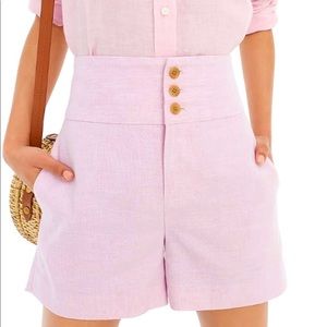 J. Crew High-rise triple-button stretch linen shirt in Pale Orchard SZ 0